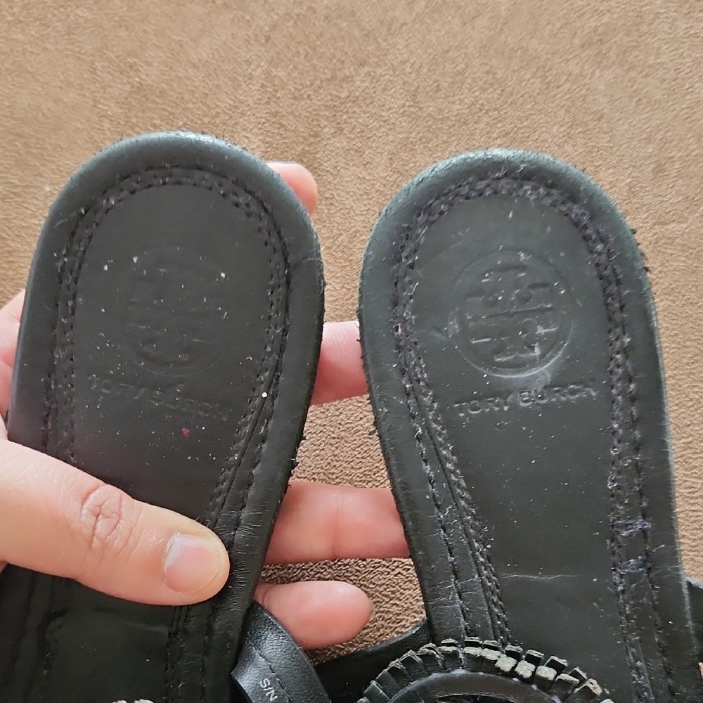 Tory Burch Black Sandals with Textured Soles